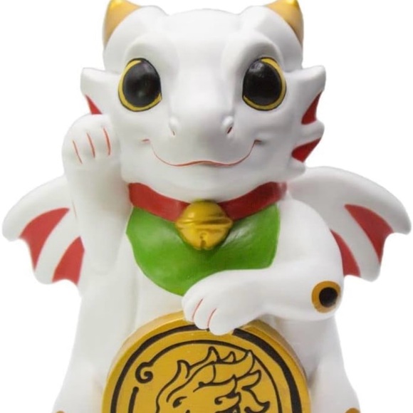 # 0894+ Adorable White Dragon Figurine with Gold & Red Details “7 inch X 4” - Picture 5 of 8
